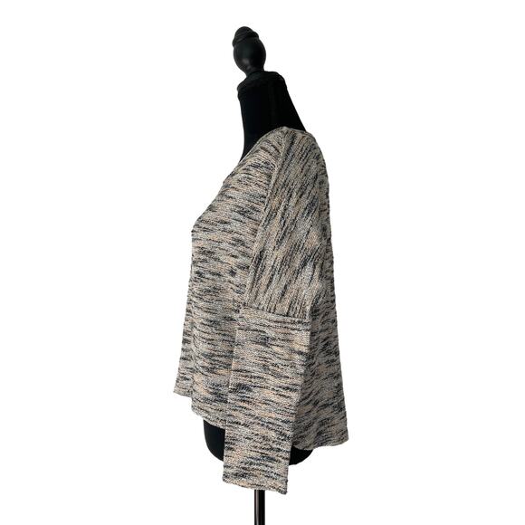 Designer YA LOS ANGELES Dolman Sleeve Crop Sweater Oversized Small Black Silver - Picture 2 of 6